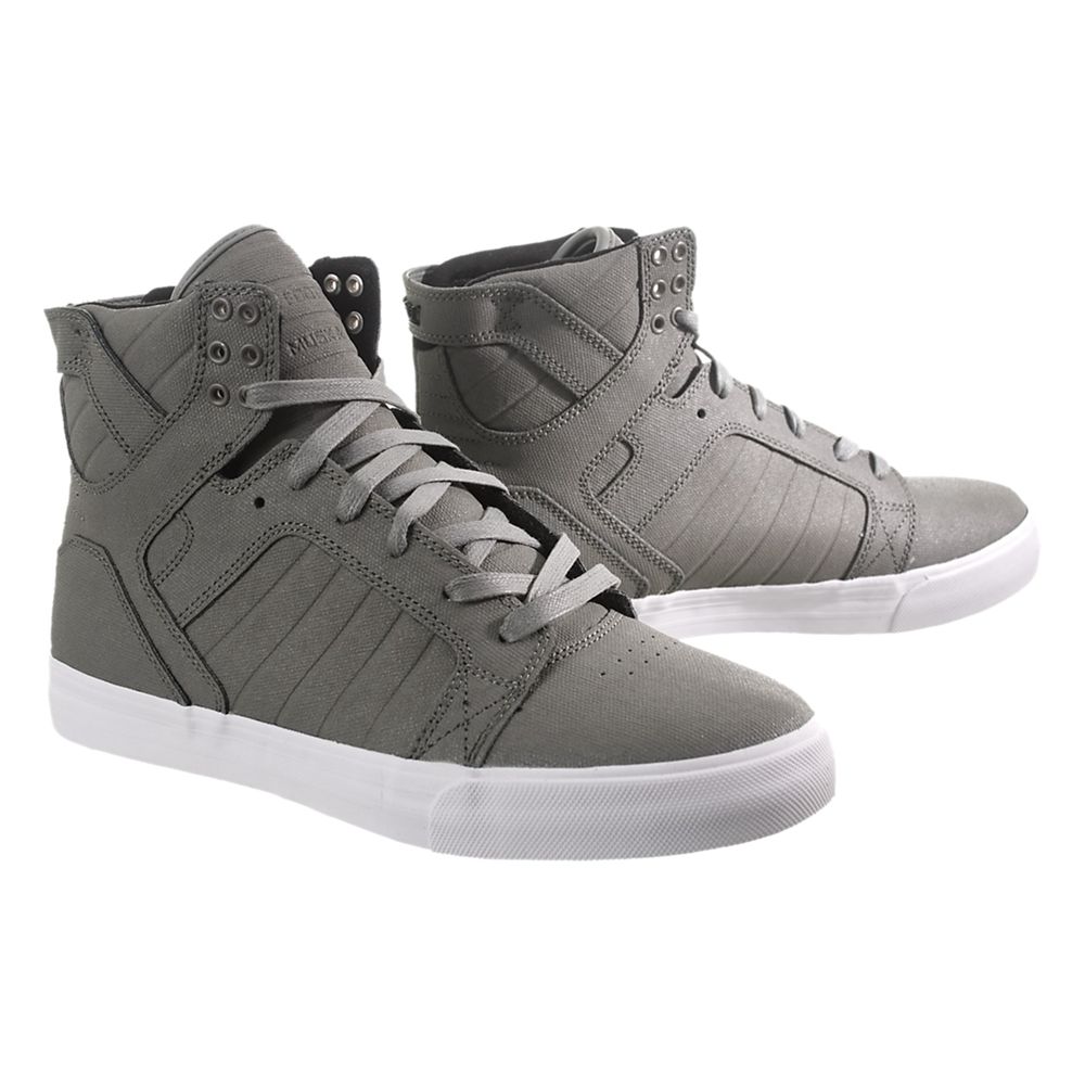 Baskets Montantes Supra SkyTop Grise Grey/Waxed Canvas Homme | NID-70415286